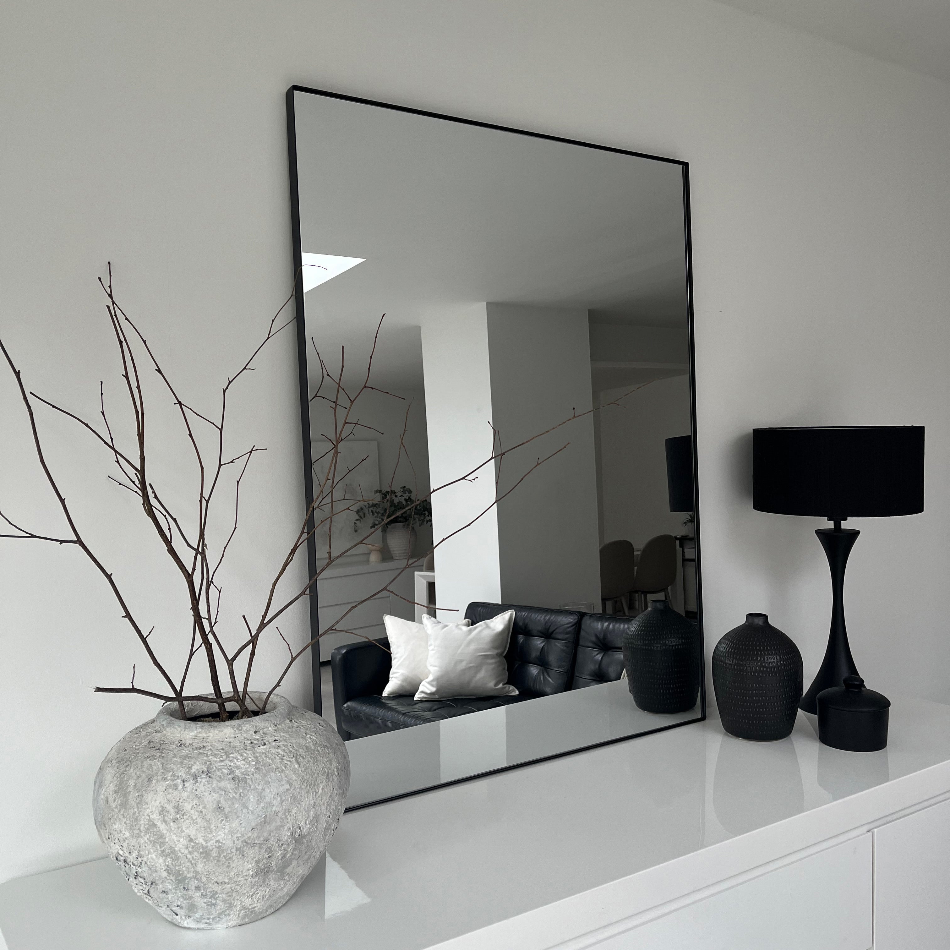 Miroir Mural Rectangulaire Theo en Métal Noir - 120 cm x 90 cm Center Kasa