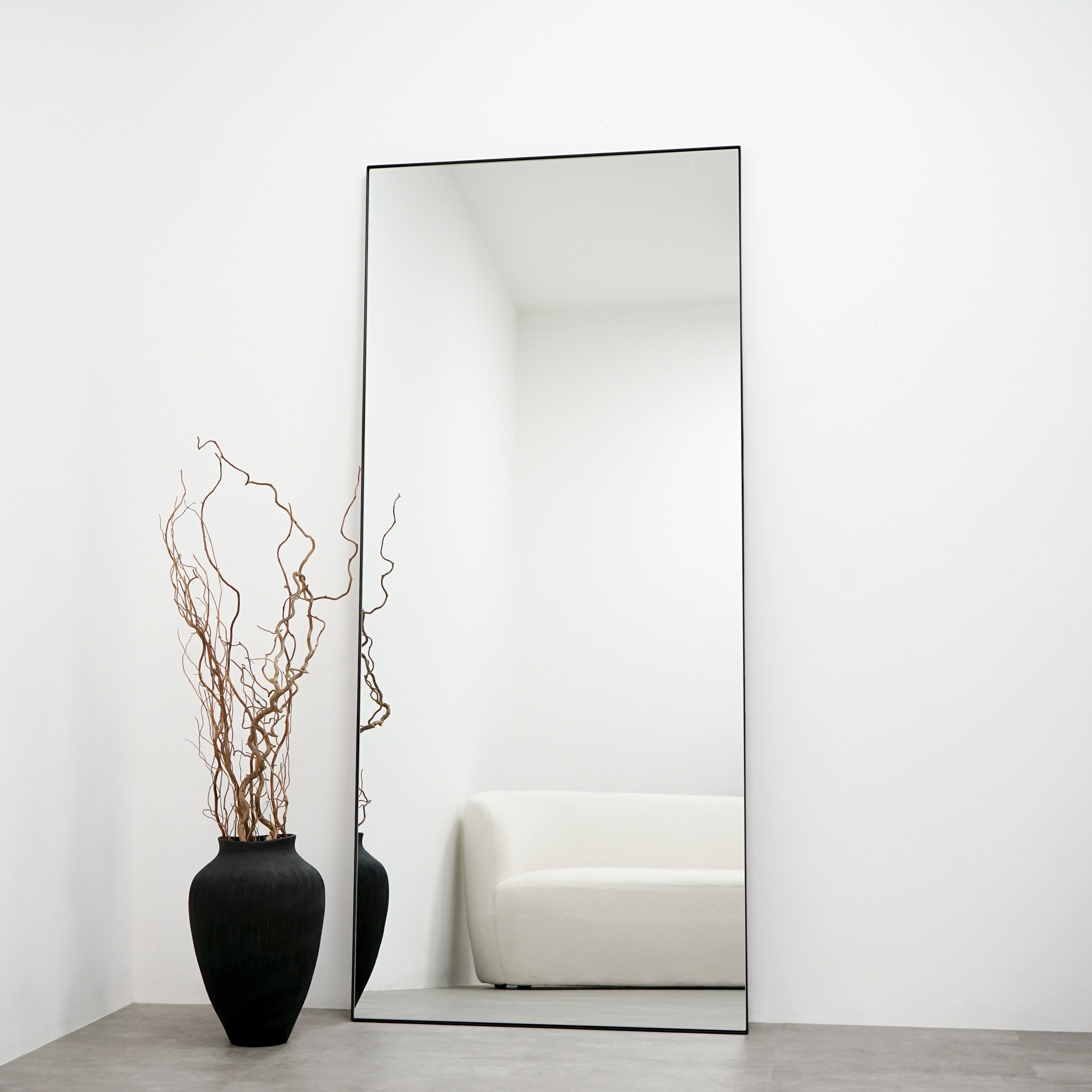 Theo - Miroir Rectangulaire Grand Format en Métal Noir - 179 x 80 cm Center Kasa