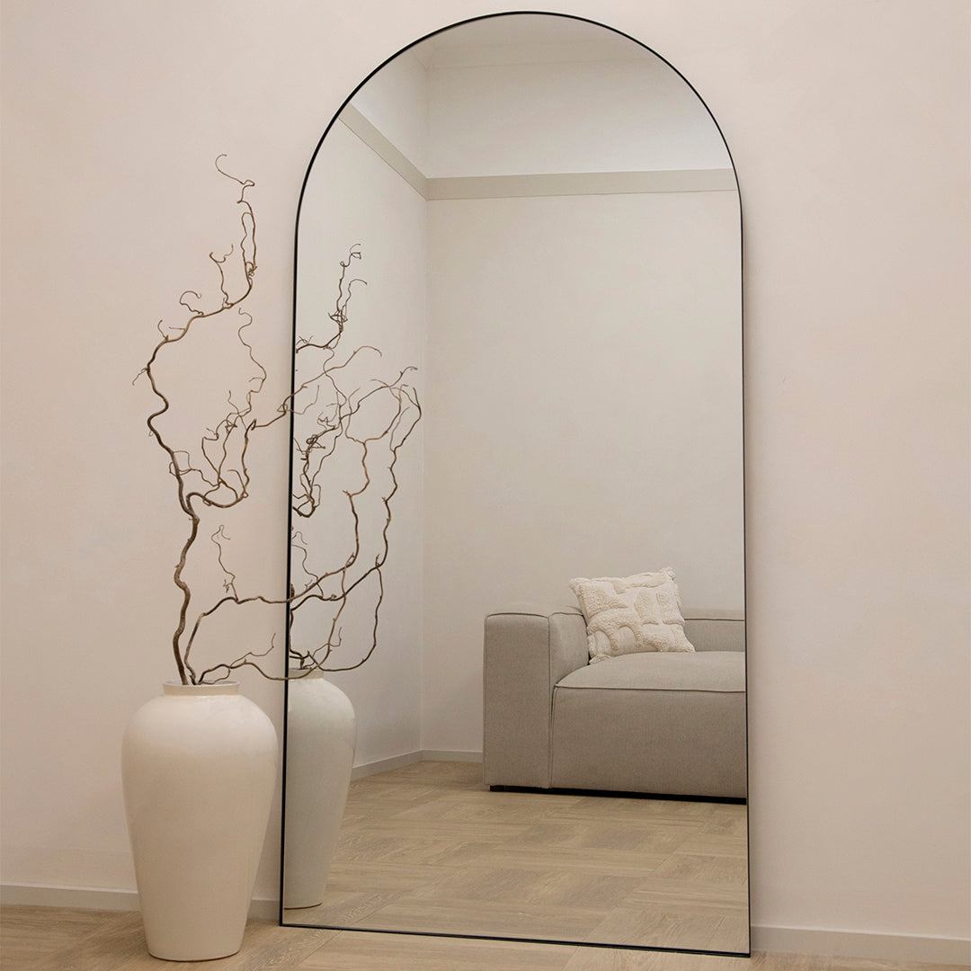 Miroir Arqué Pleine Longueur Theo - Cadre en Métal Noir - 180 cm x 90 cm Center Kasa