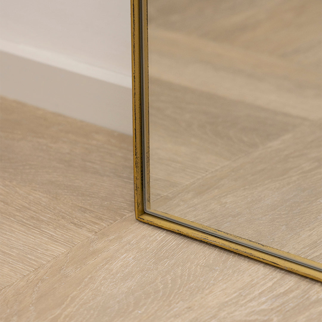 Miroir Arqué Theo - Grand Miroir Mural en Métal Doré Style Industriel Chic - 180 x 90 cm Center Kasa