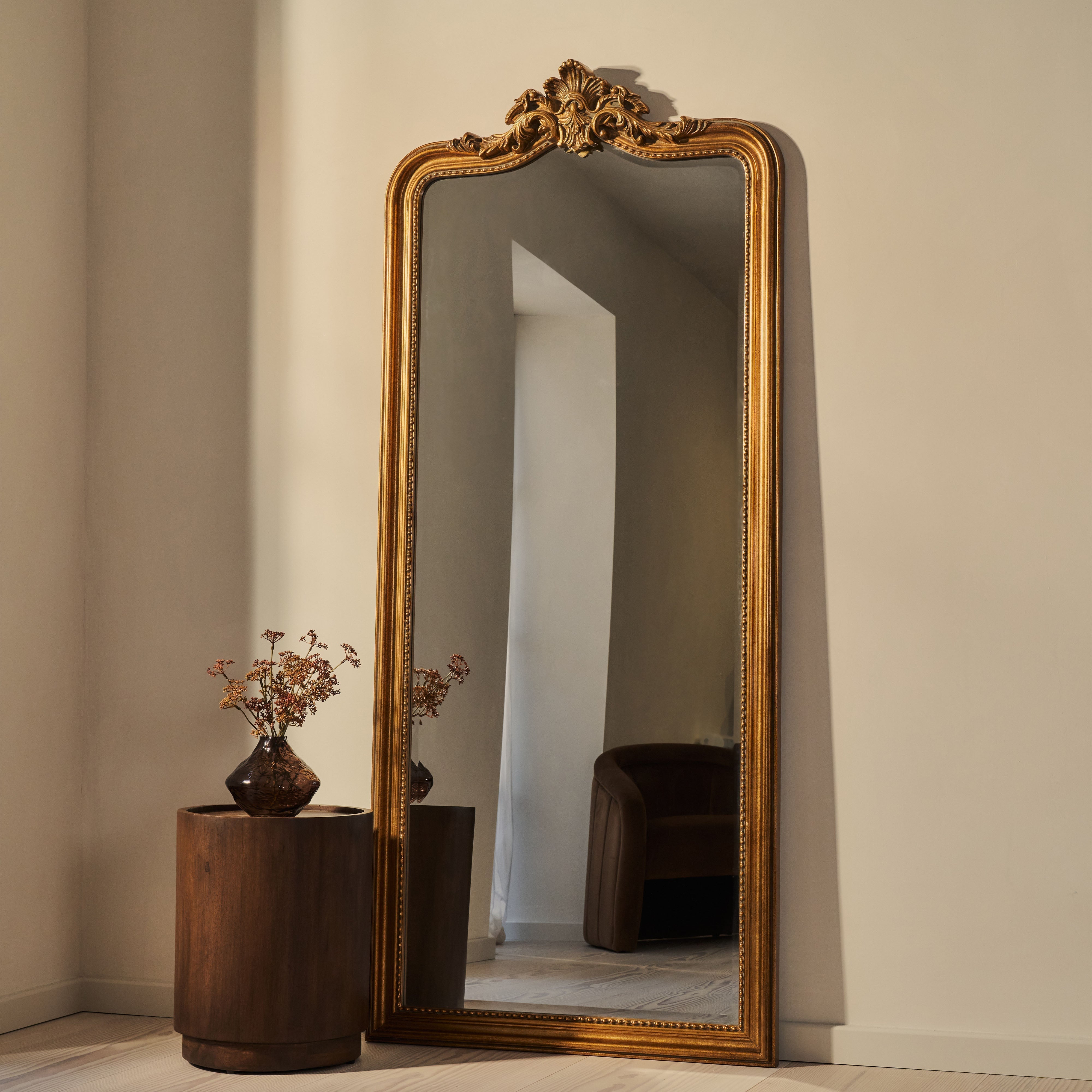 James - Miroir Arqué Doré de Pleine Longueur Style Baroque - 189 cm x 80 cm Center Kasa