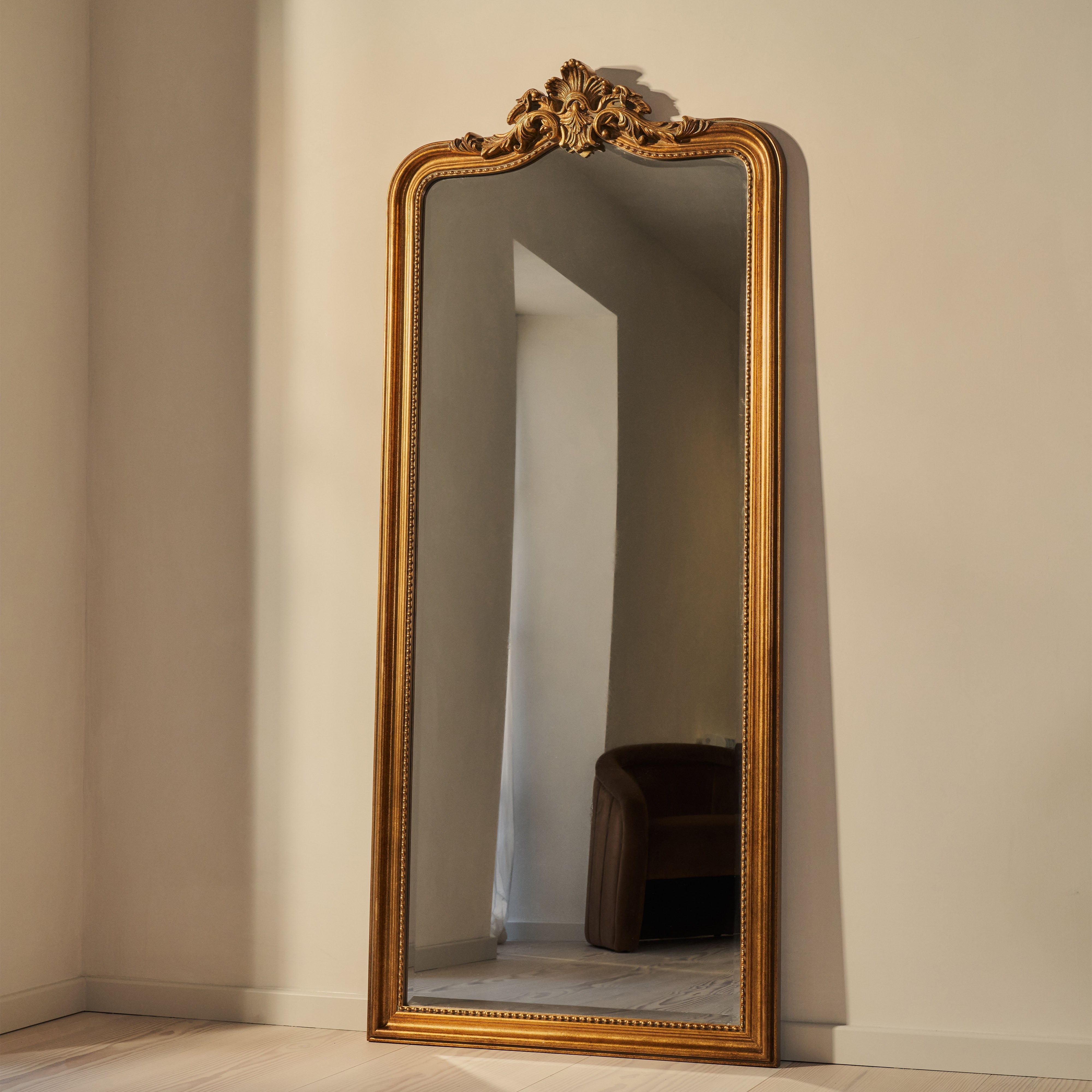James - Miroir Arqué Doré de Pleine Longueur Style Baroque - 189 cm x 80 cm Center Kasa