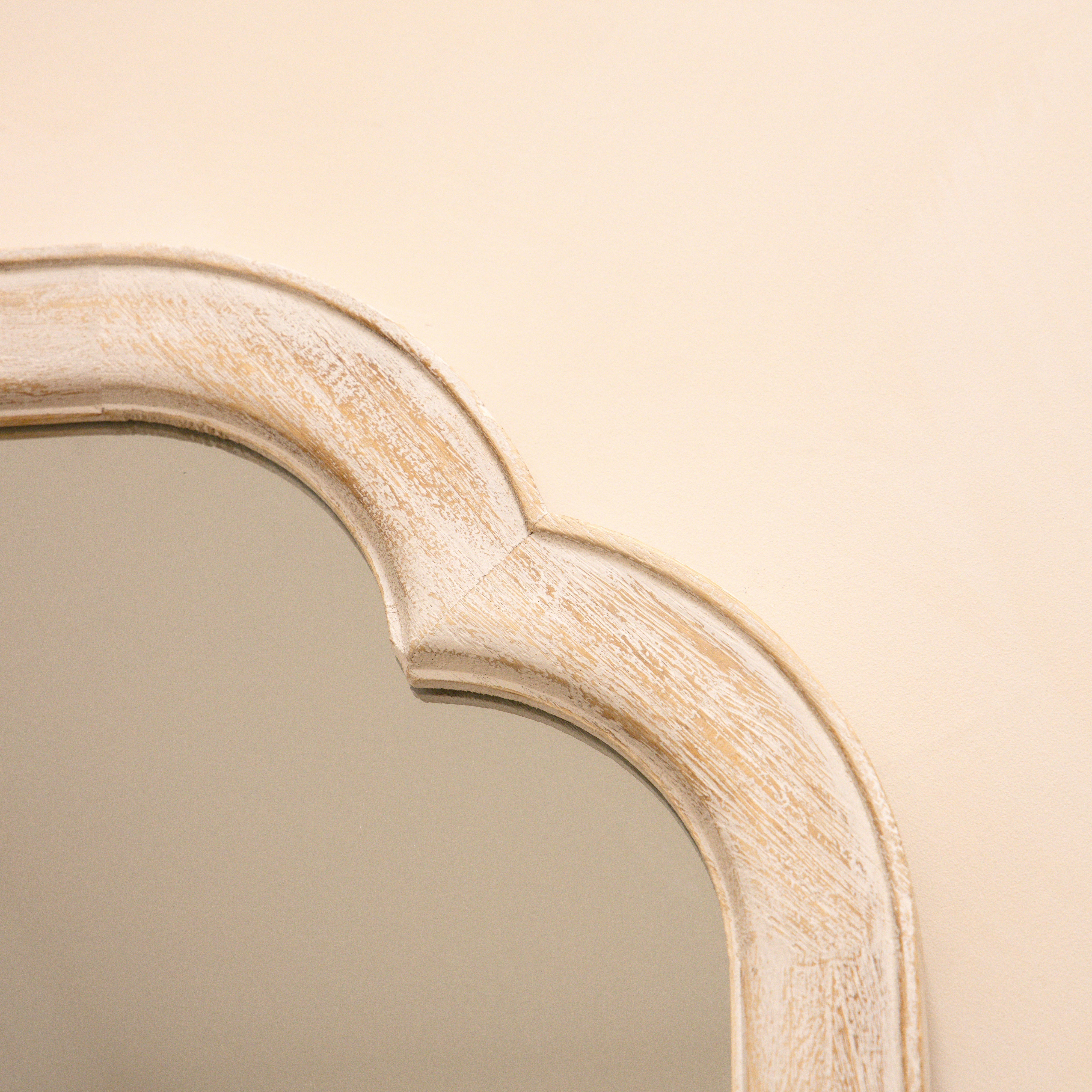 Elena - Miroir Arqué Pleine Longueur en Bois Lavé Blanc - 170 cm x 75 cm Center Kasa