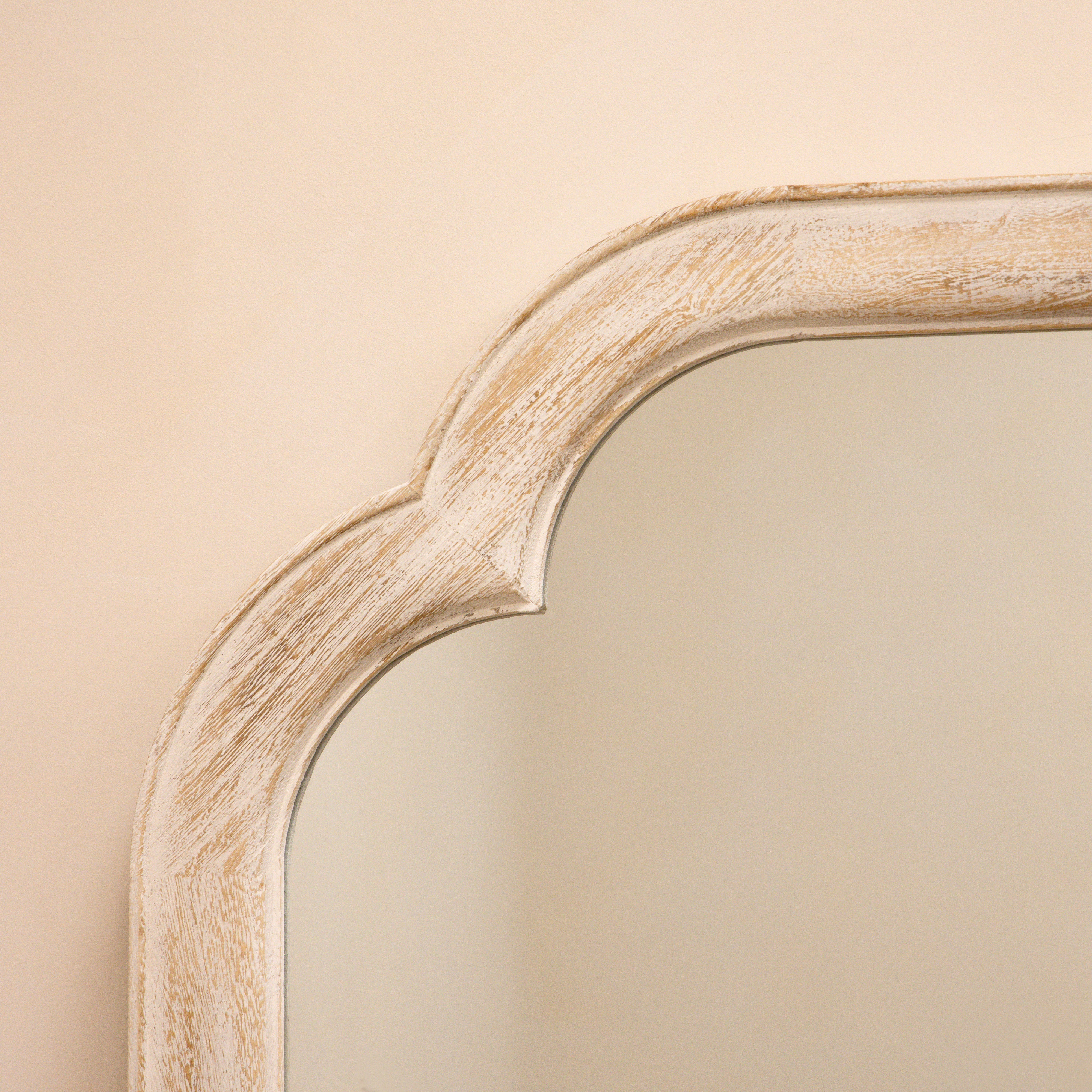 Elena - Miroir Arqué Pleine Longueur en Bois Lavé Blanc - 170 cm x 75 cm Center Kasa
