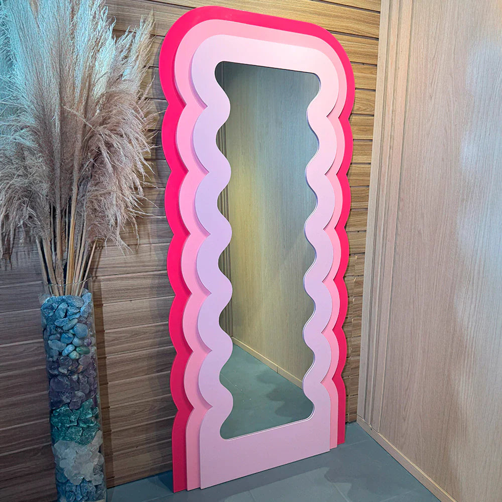 Miroir ondulé rose 180x80cm Center Kasa