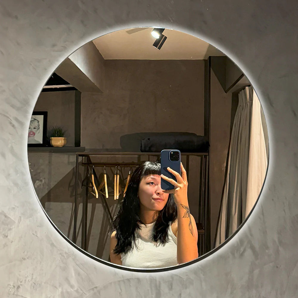 Miroir rond étroit avec LED Center Kasa