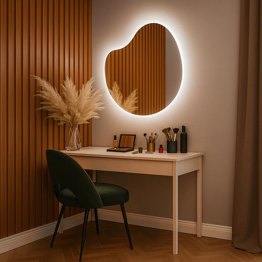 Miroir fin bio en forme de pomme avec éclairage LED, 60 x 60 cm Center Kasa