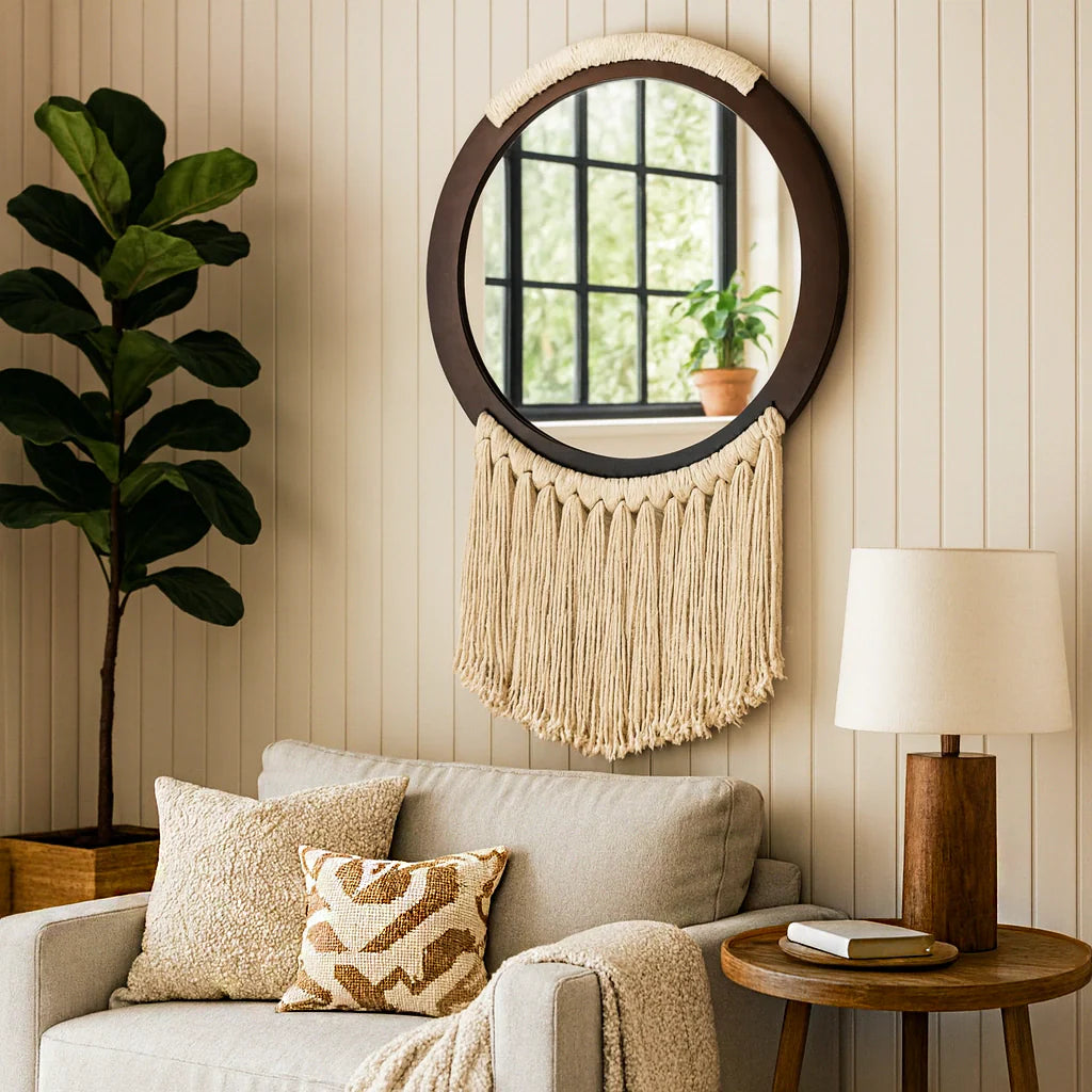 Miroir bohème à franges 40 Center Kasa