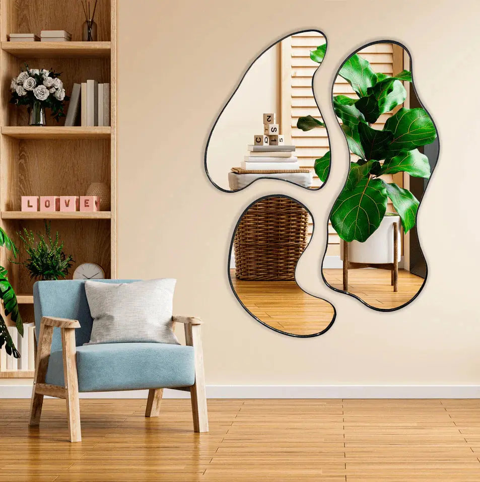 Trio de miroirs, composition nuageuse, 105 x 148 cm Center Kasa