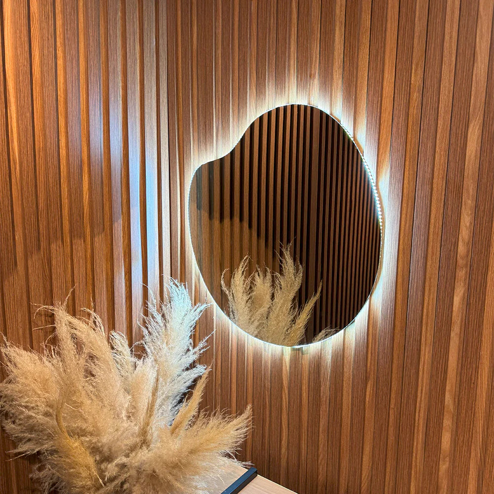 Miroir fin bio en forme de pomme avec éclairage LED, 60 x 60 cm Center Kasa