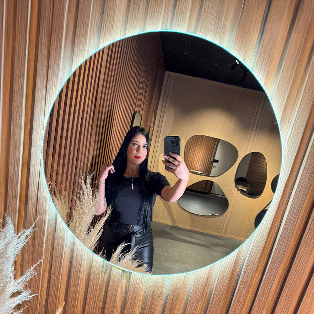 Miroir rond étroit avec LED Center Kasa