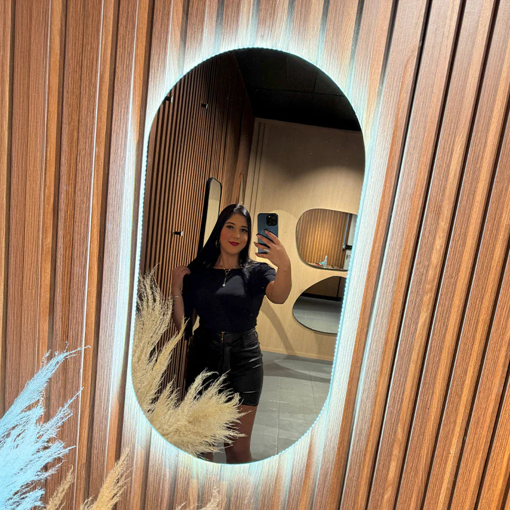 Miroir rond étroit avec LED Center Kasa