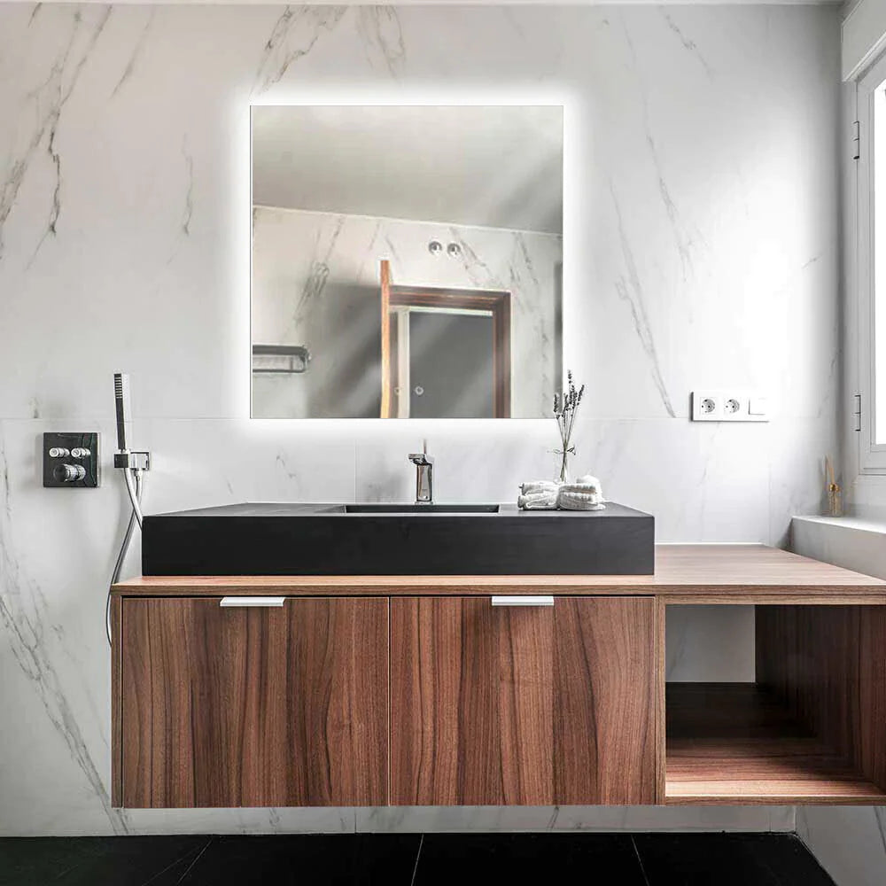 Miroir carré étroit avec LED Center Kasa