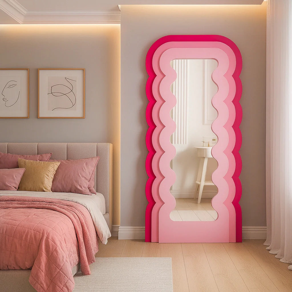 Miroir ondulé rose 180x80cm Center Kasa